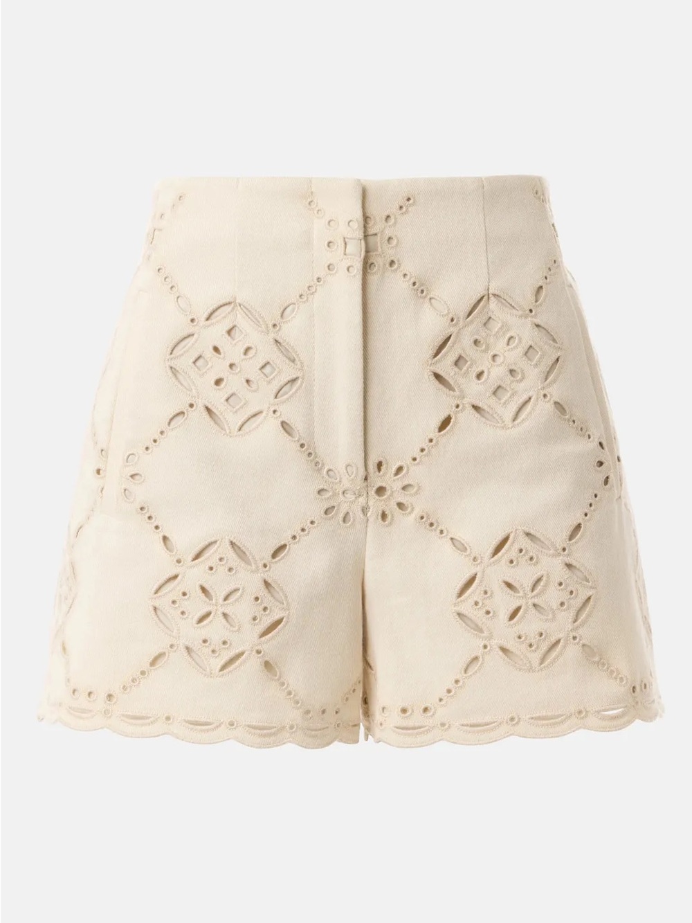 Veronica Beard Jazmin Laser Cut Cotton Shorts in Natural